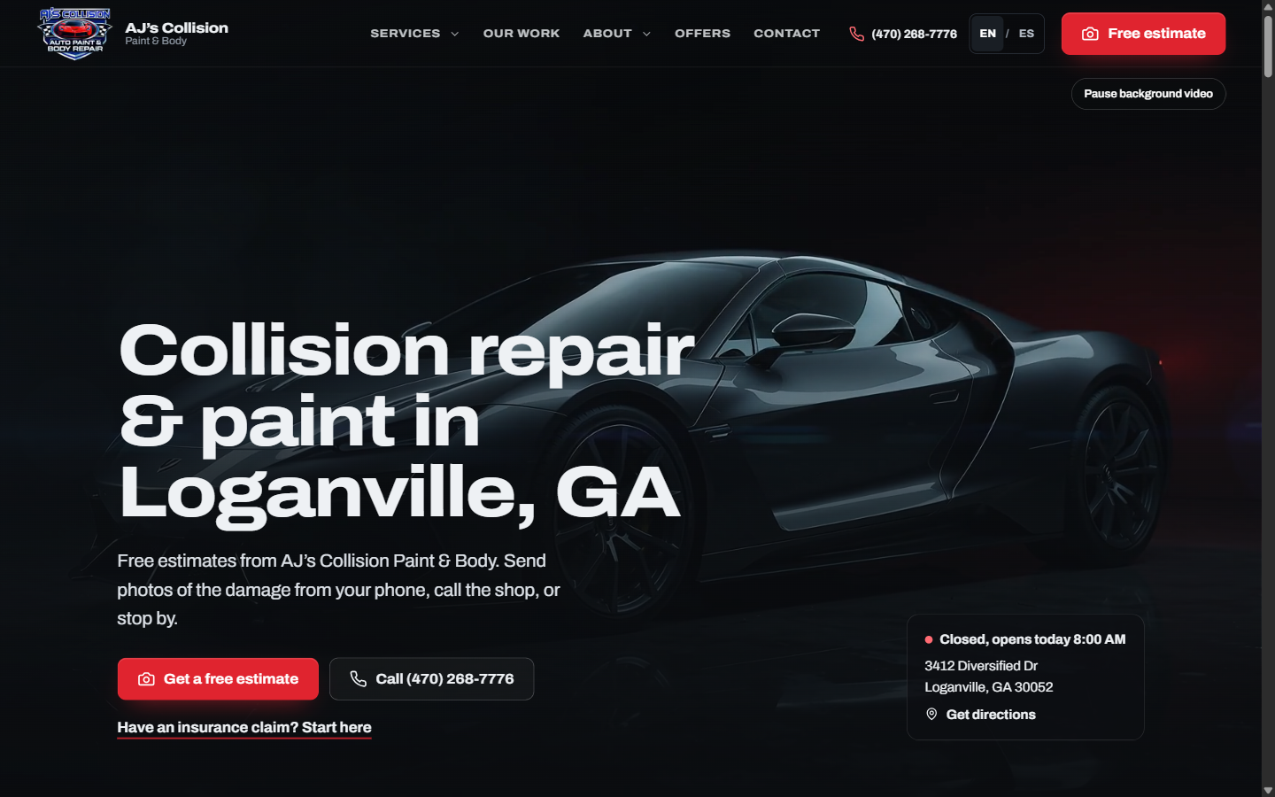 AJ's Collision — From Car Damage to a Clear Next Step interface preview