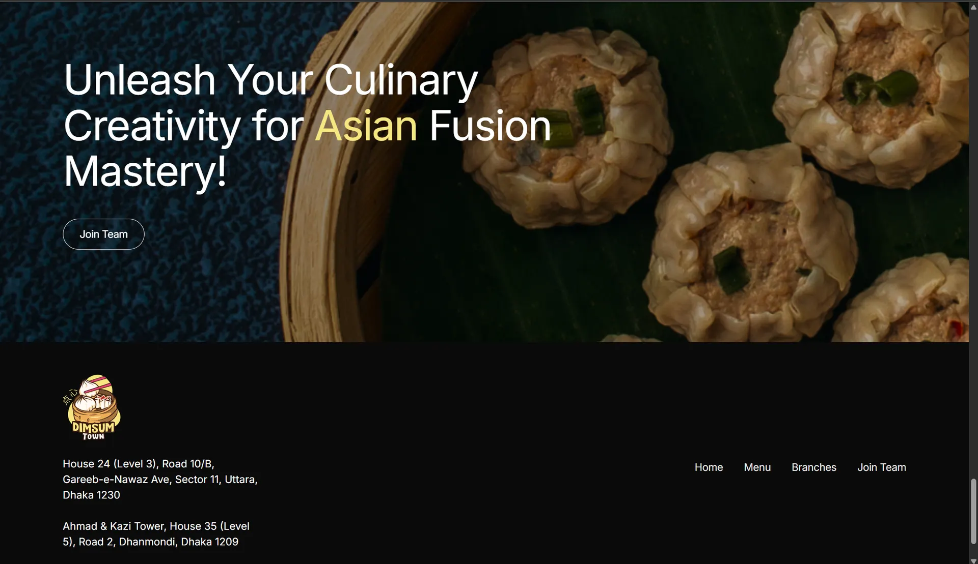 Dim Sum Town — Menu, Meet Website interface preview