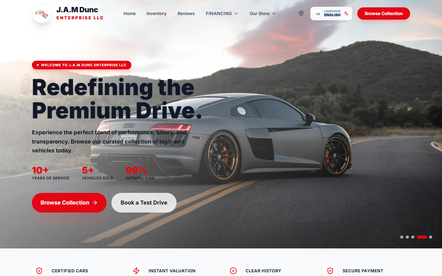 J.A.M Dunc — A Premium Showroom, Online interface preview