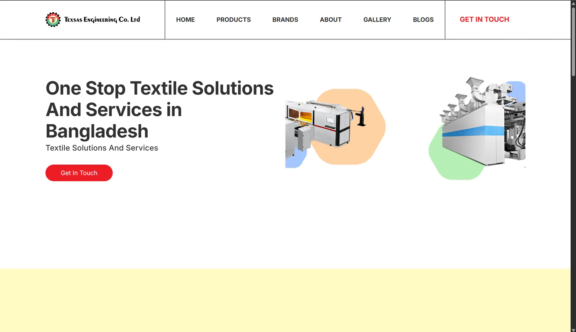 Texsas Engineering — One-Stop Textile Machinery interface preview